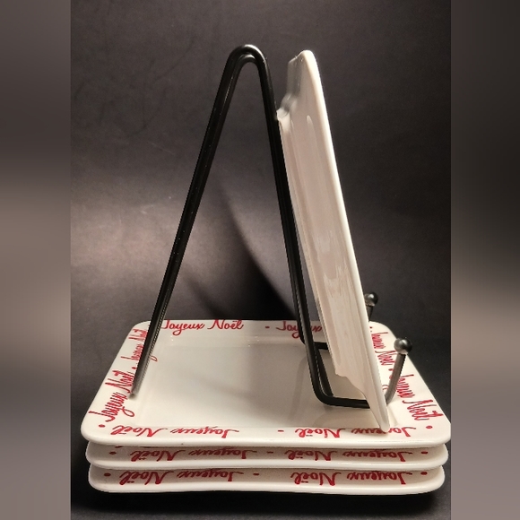 Ciroa Red & White JAYEUX NOEL Square Porcelain Holiday Serving 4 Platters - Picture 2 of 4